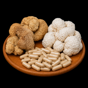 Lion’s Mane (Hericium Erinaceus) – 50/50 Mix Capsules (Fruit Body + Mycelium)